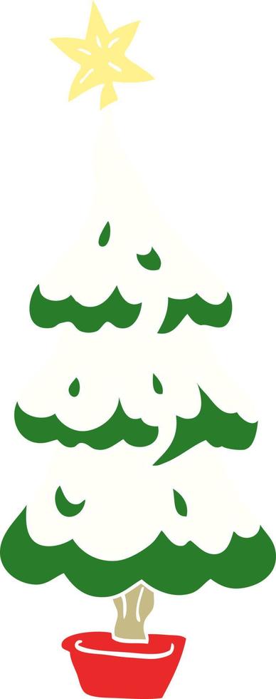 cartoon doodle snowy christmas tree vector