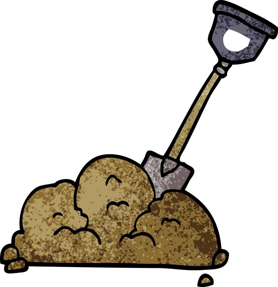 cartoon doodle shovel in dirt vector