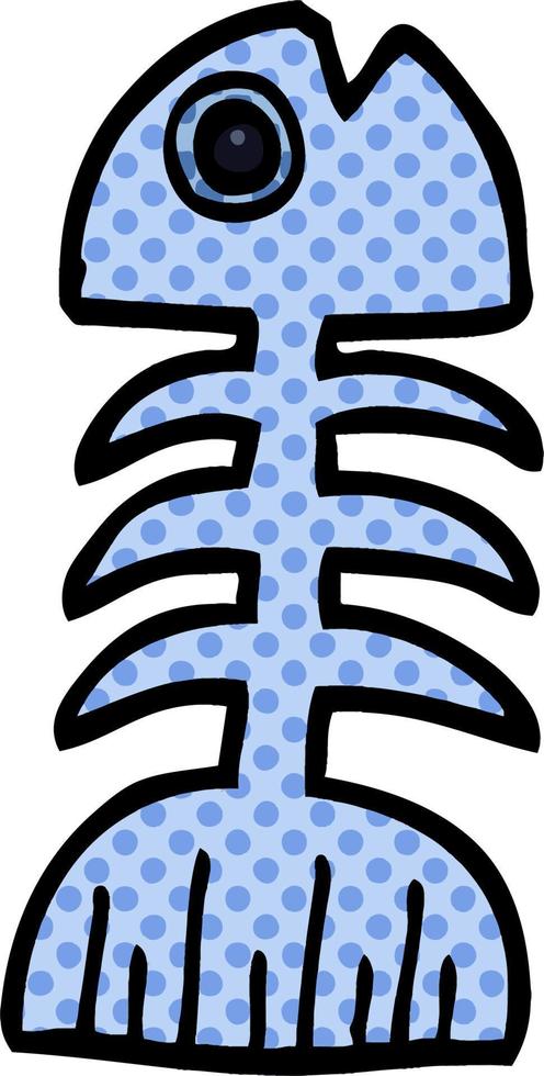 cartoon doodle fish bones vector