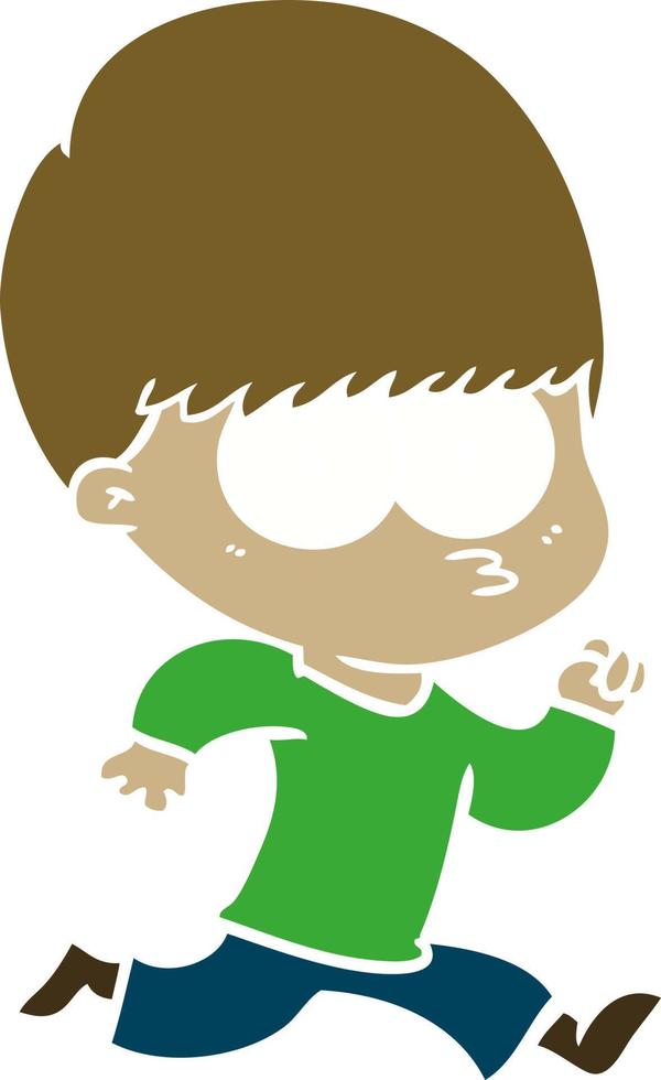 nervous flat color style cartoon boy vector