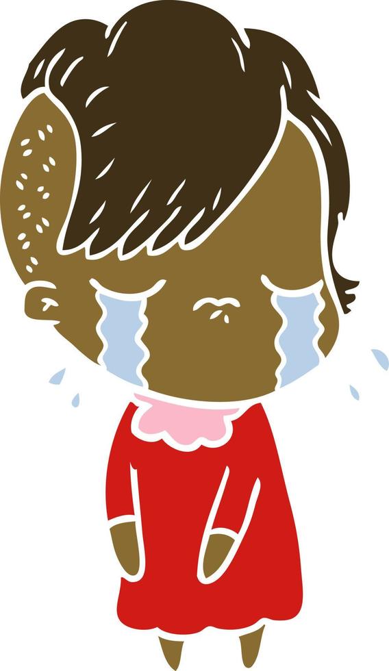 niña llorando de dibujos animados de estilo de color plano vector