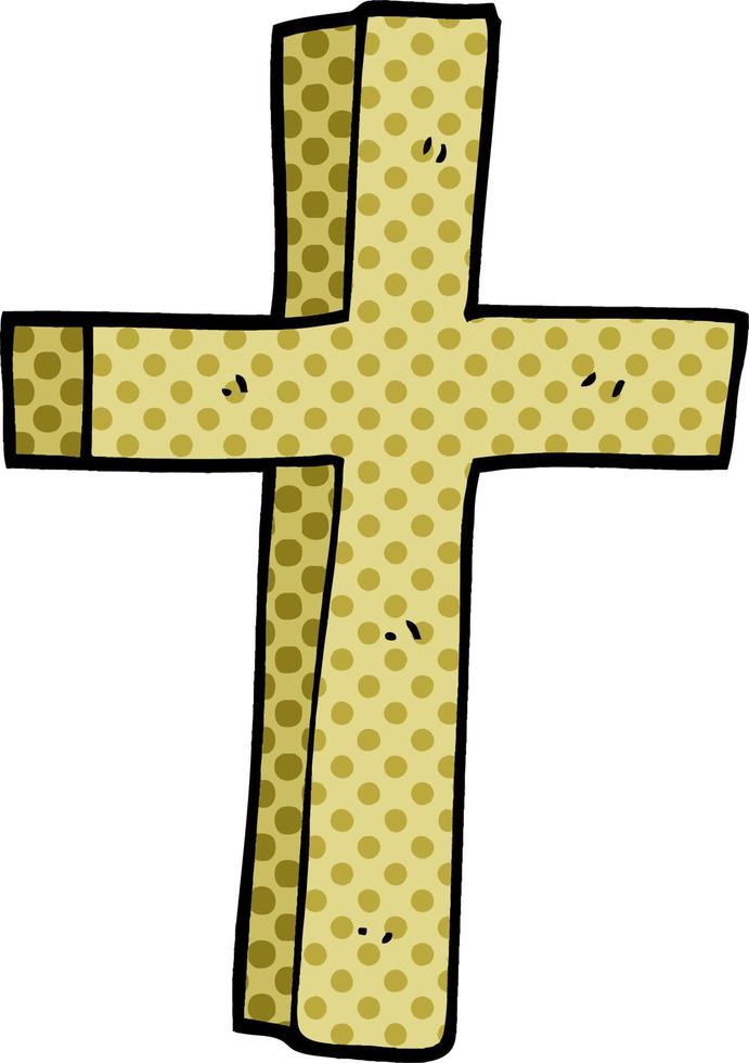 cartoon doodle wooden cross vector