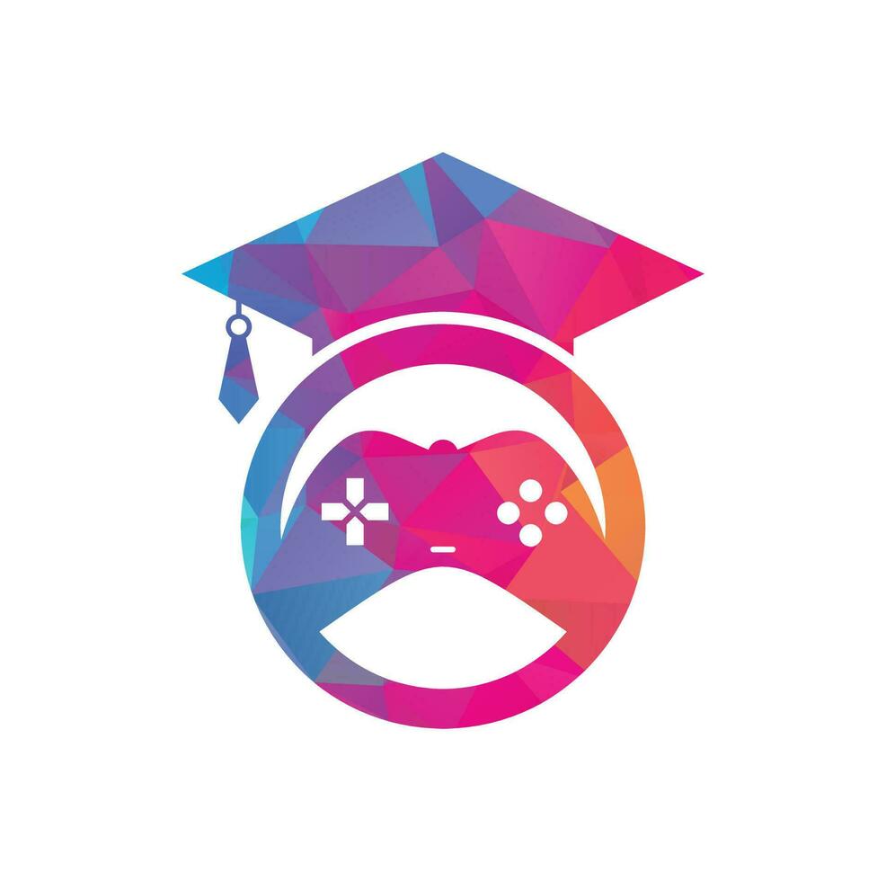 Game education vector logo design. Game console with graduation cap icon design.