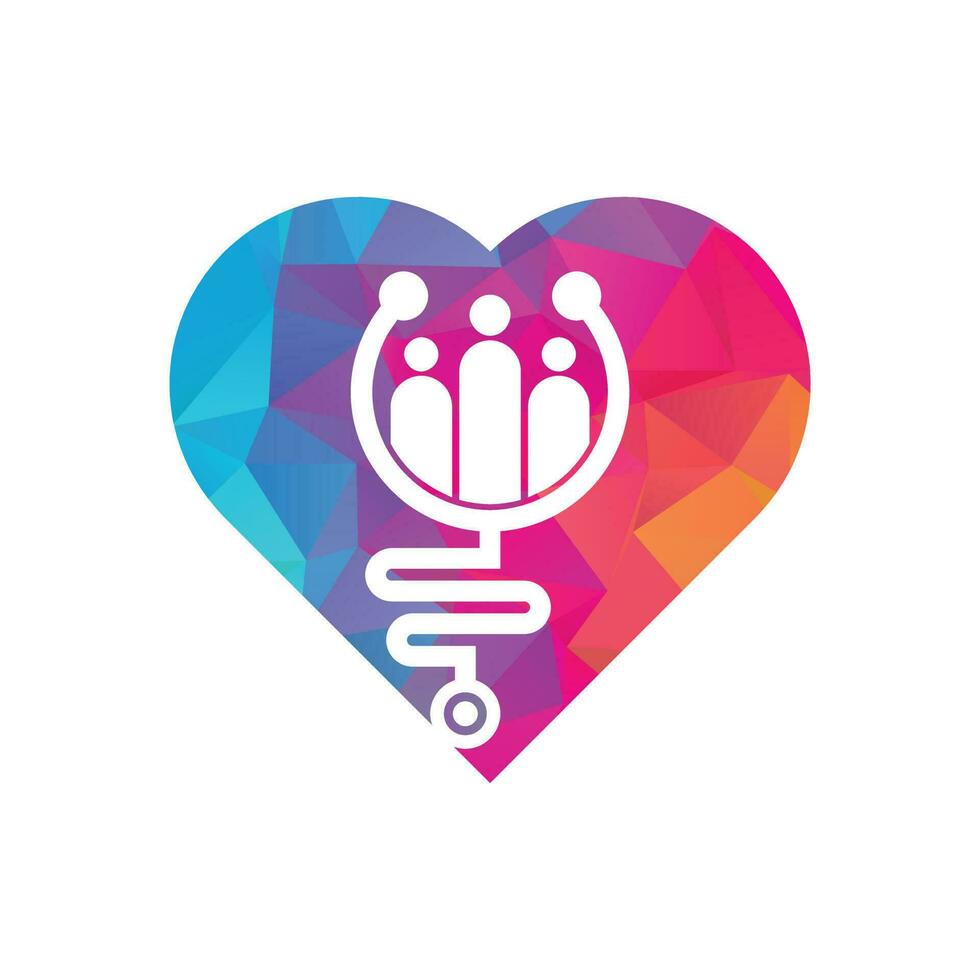 Stethoscope People heart shape concept logo design icon vector. Family Medical Logo Template Design Vector. vector