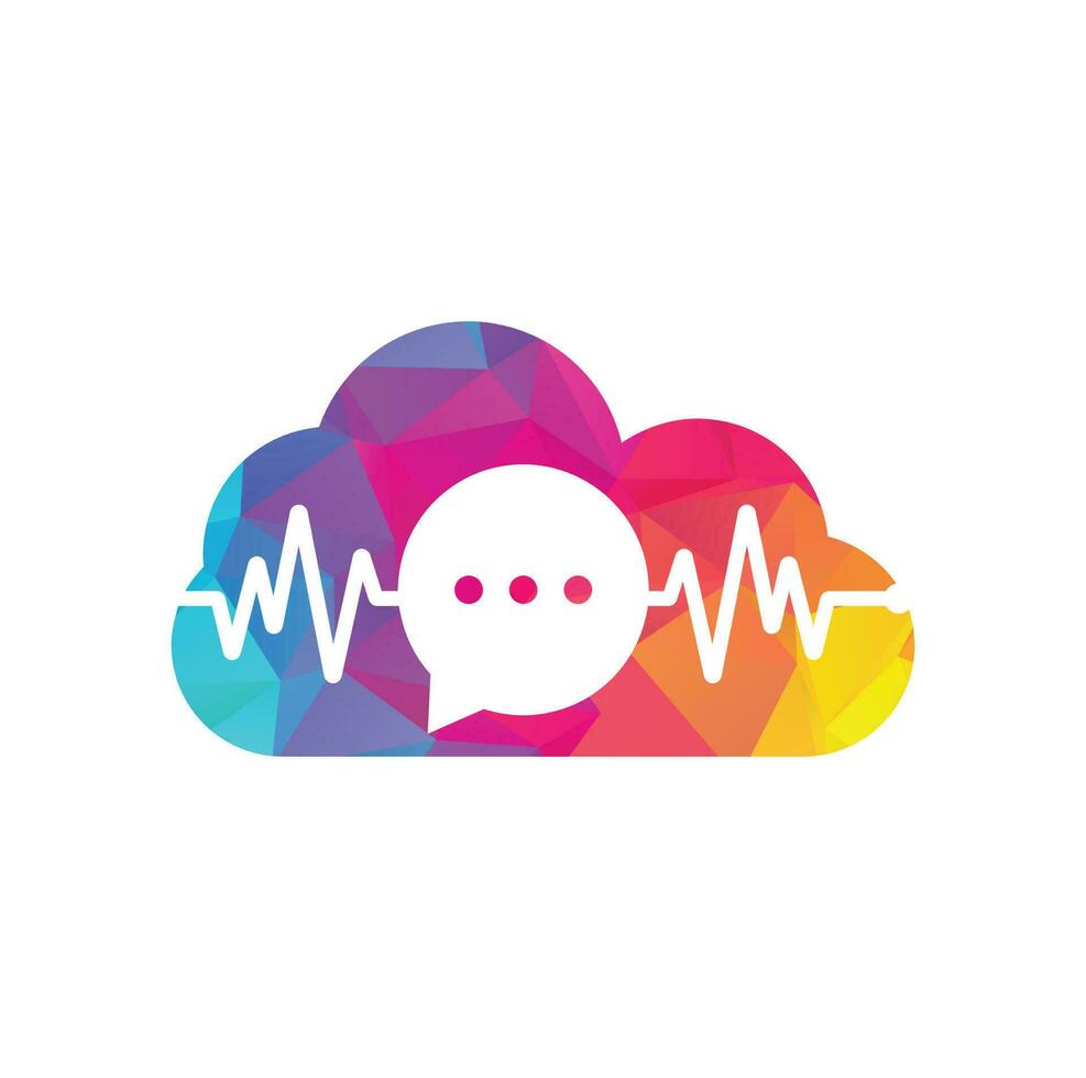 vector de logotipo de forma de nube de chat de pulso. concepto de diseño de logotipo de consulta de salud. logotipo médico y ondas de latidos en la plantilla del logotipo del icono de chat.