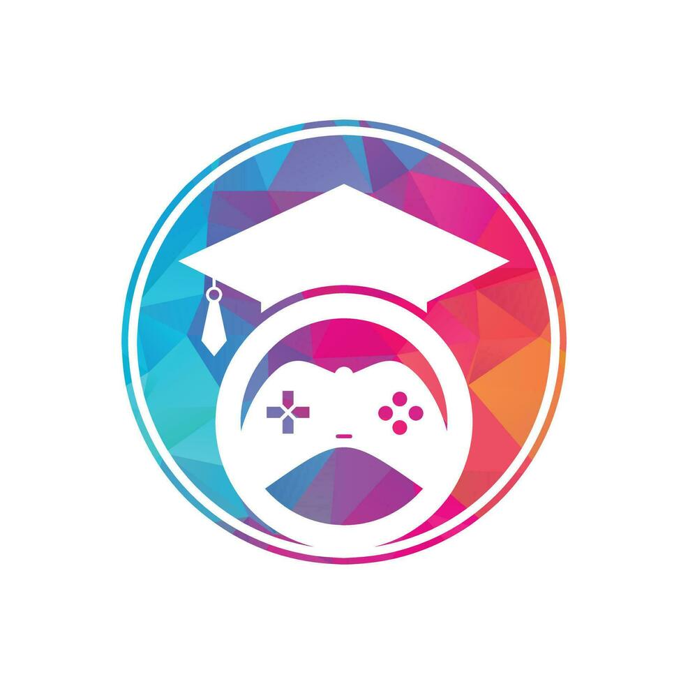 Game education vector logo design. Game console with graduation cap icon design.