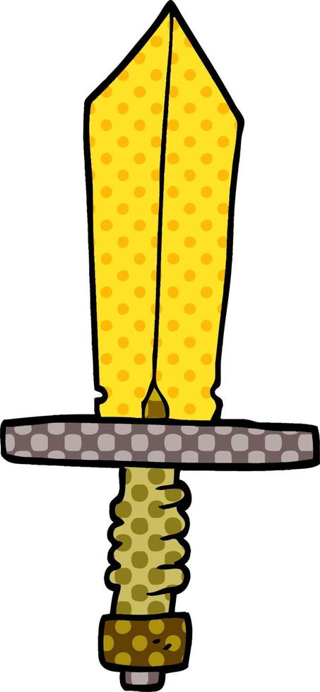 cartoon doodle of an old bronze sword vector