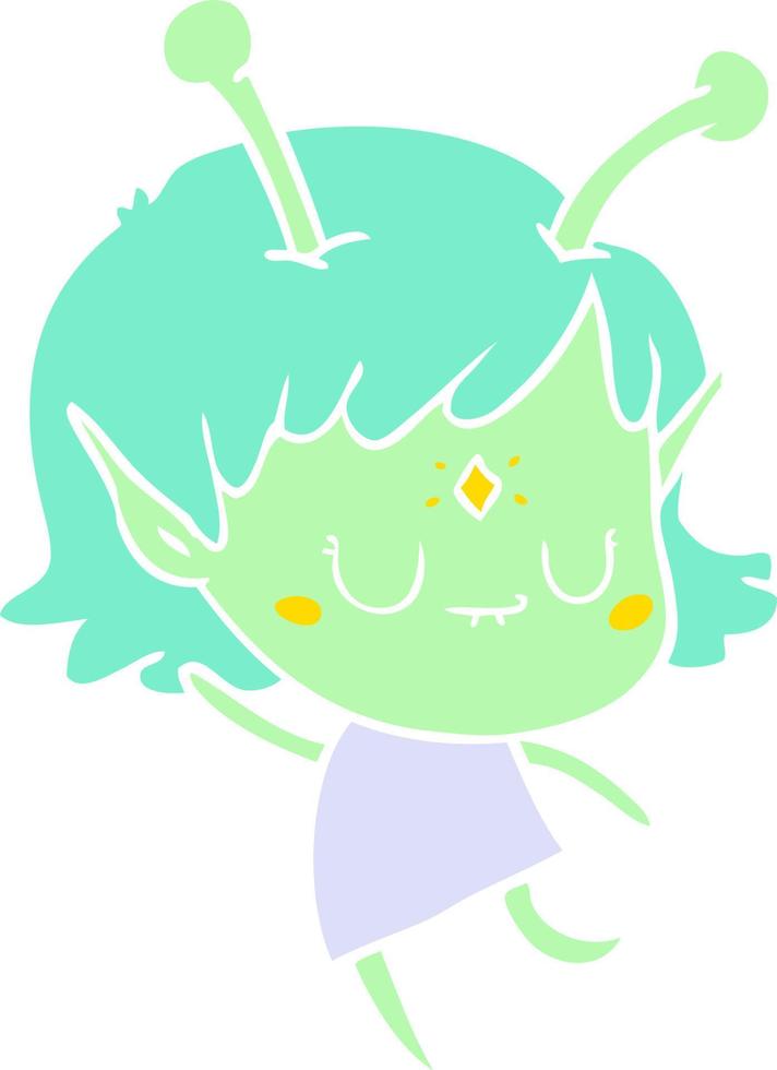 flat color style cartoon alien girl vector