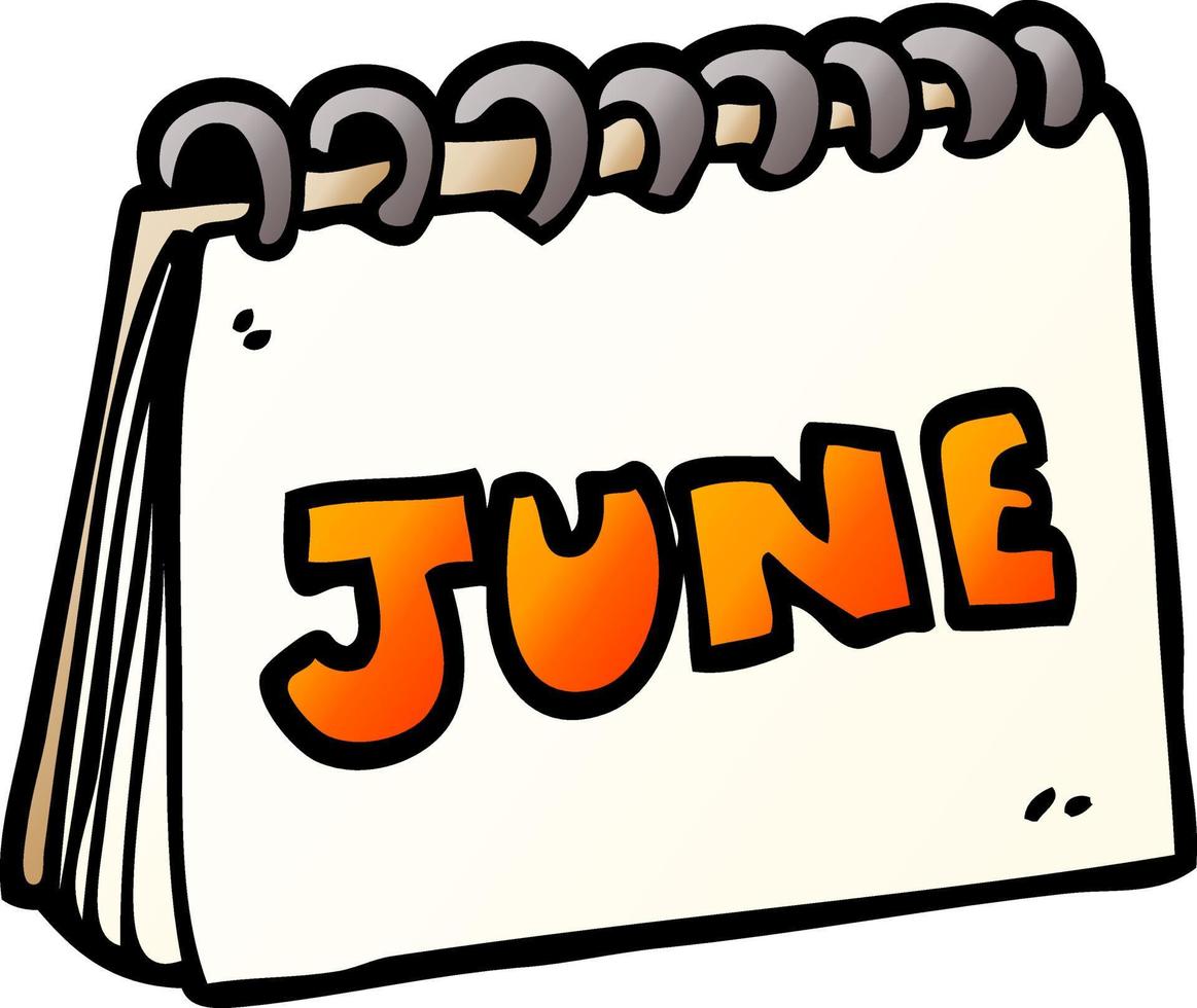 cartoon doodle calendar showing month of june vector