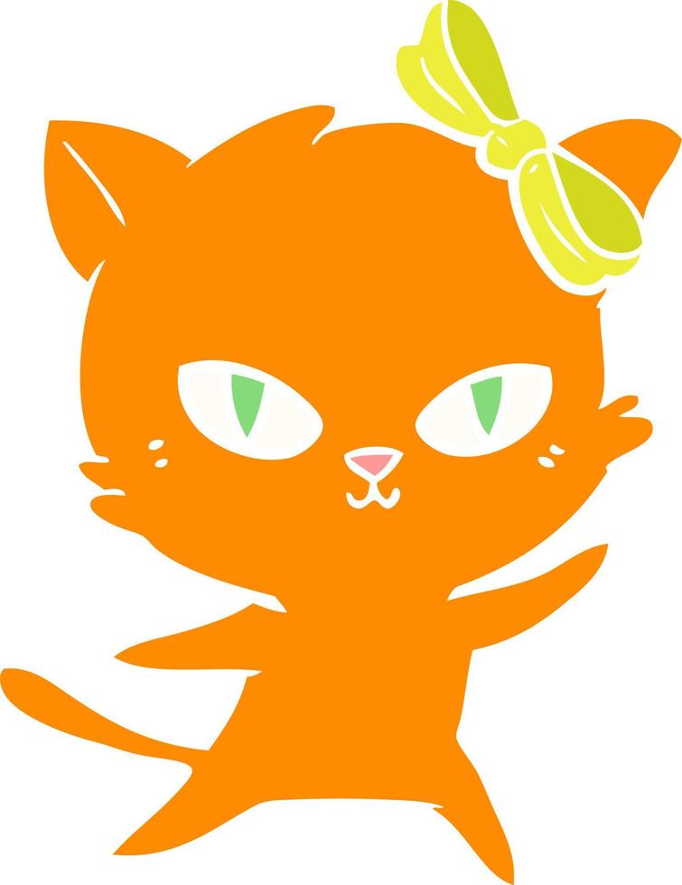 cute flat color style cartoon cat vector