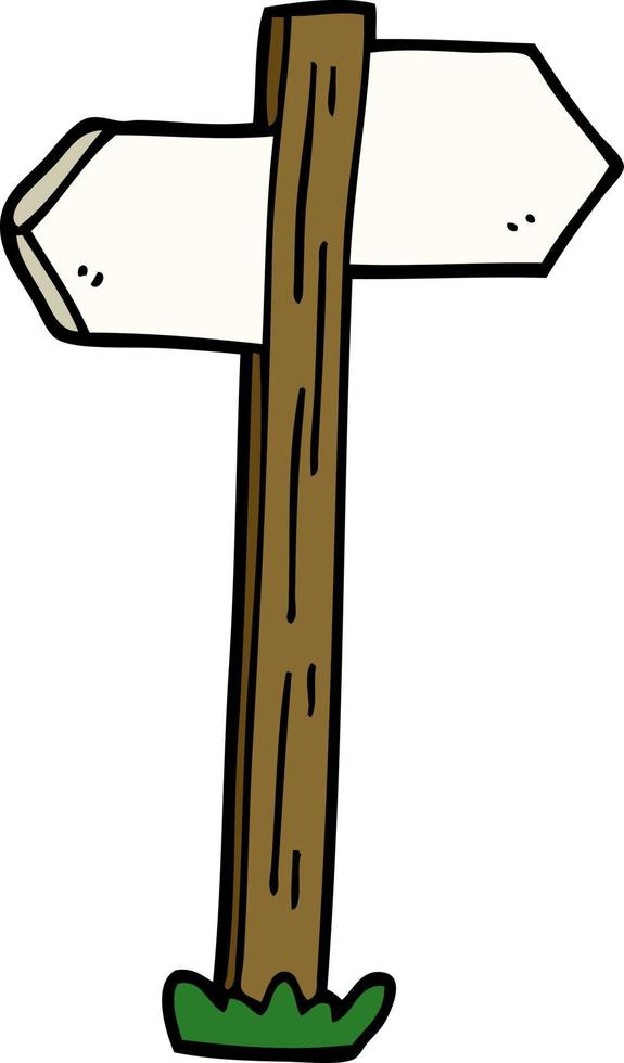 cartoon doodle painted direction sign posts vector