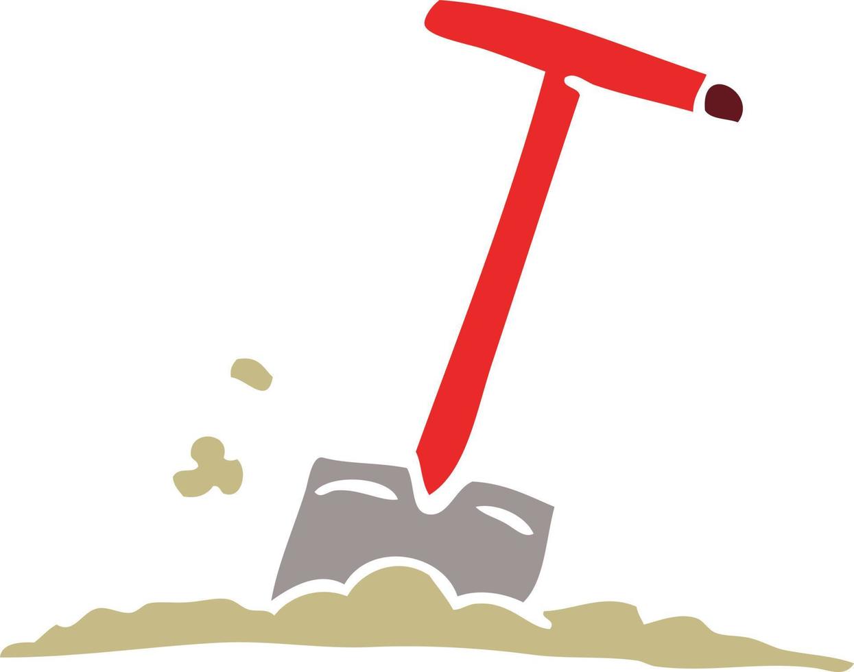 cartoon doodle shovel in dirt vector