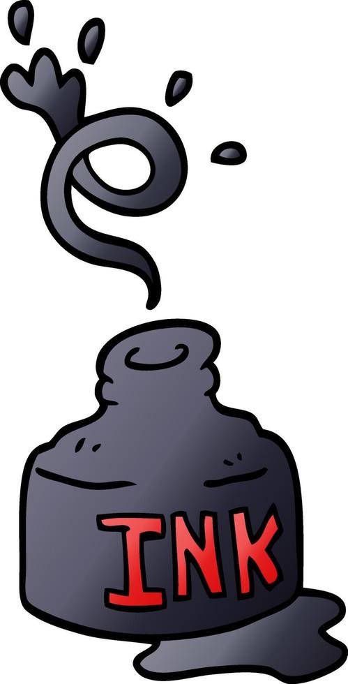 cartoon doodle spilled ink bottle vector