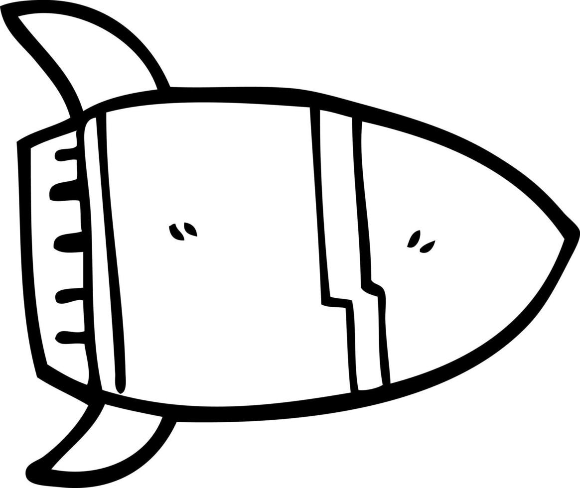 line drawing cartoon space rocket vector