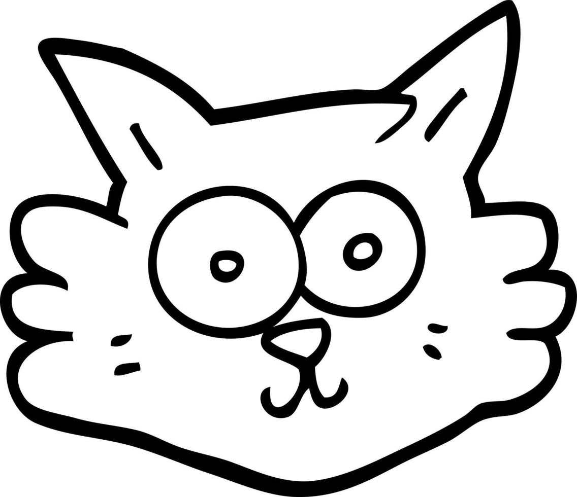 line drawing cartoon cat face vector