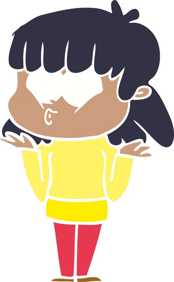 niña silbando de dibujos animados de estilo de color plano vector