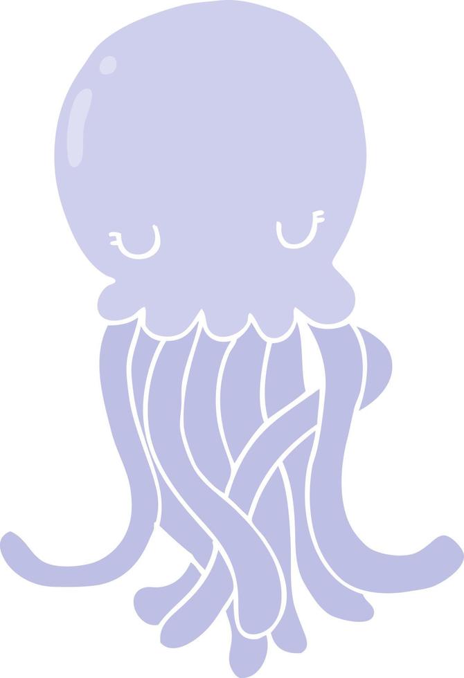 cute flat color style cartoon jellyfish vector