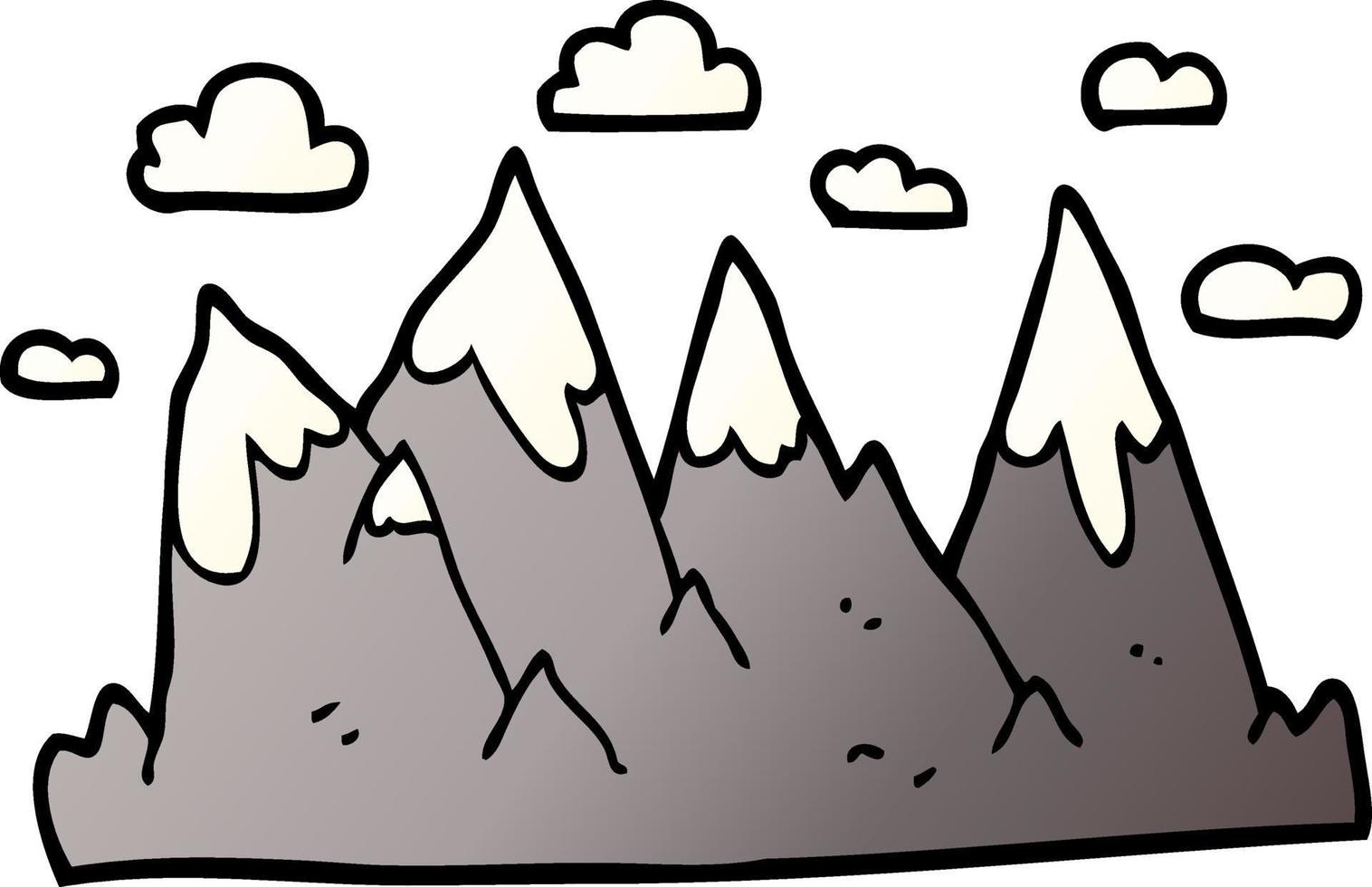 cartoon doodle mountain range vector