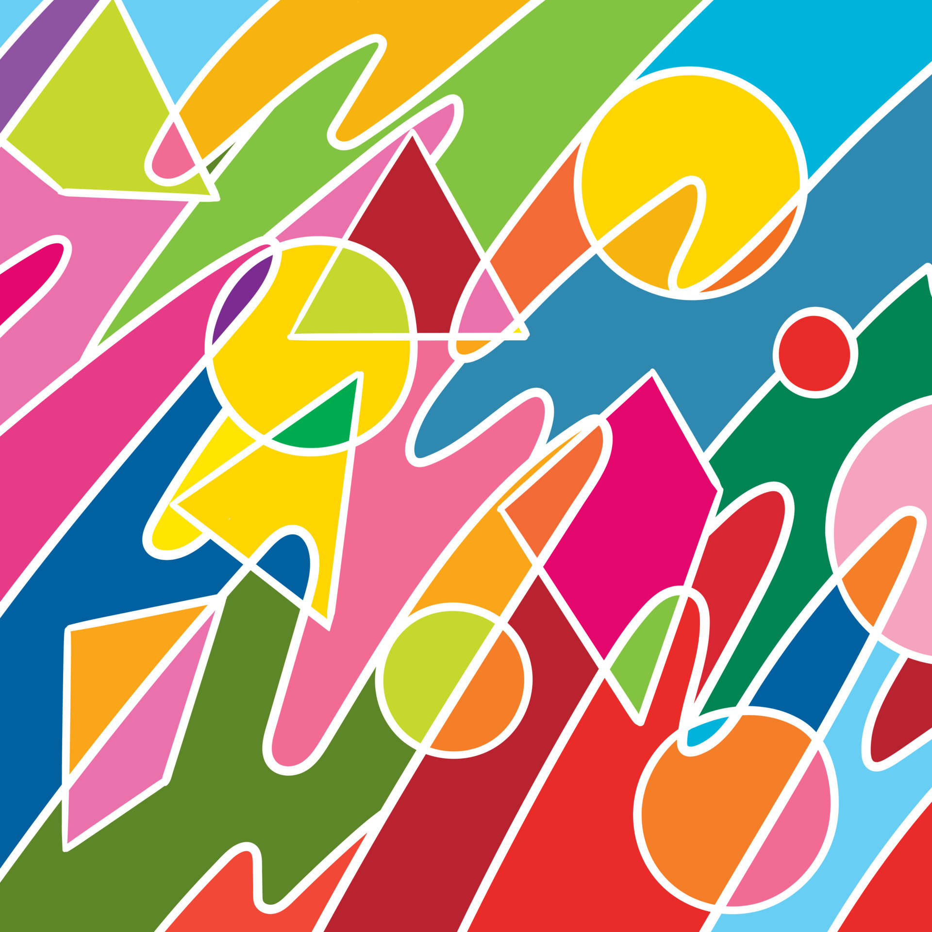 Hand drawn triangle and circles art, retro, doodles, abstract, simple