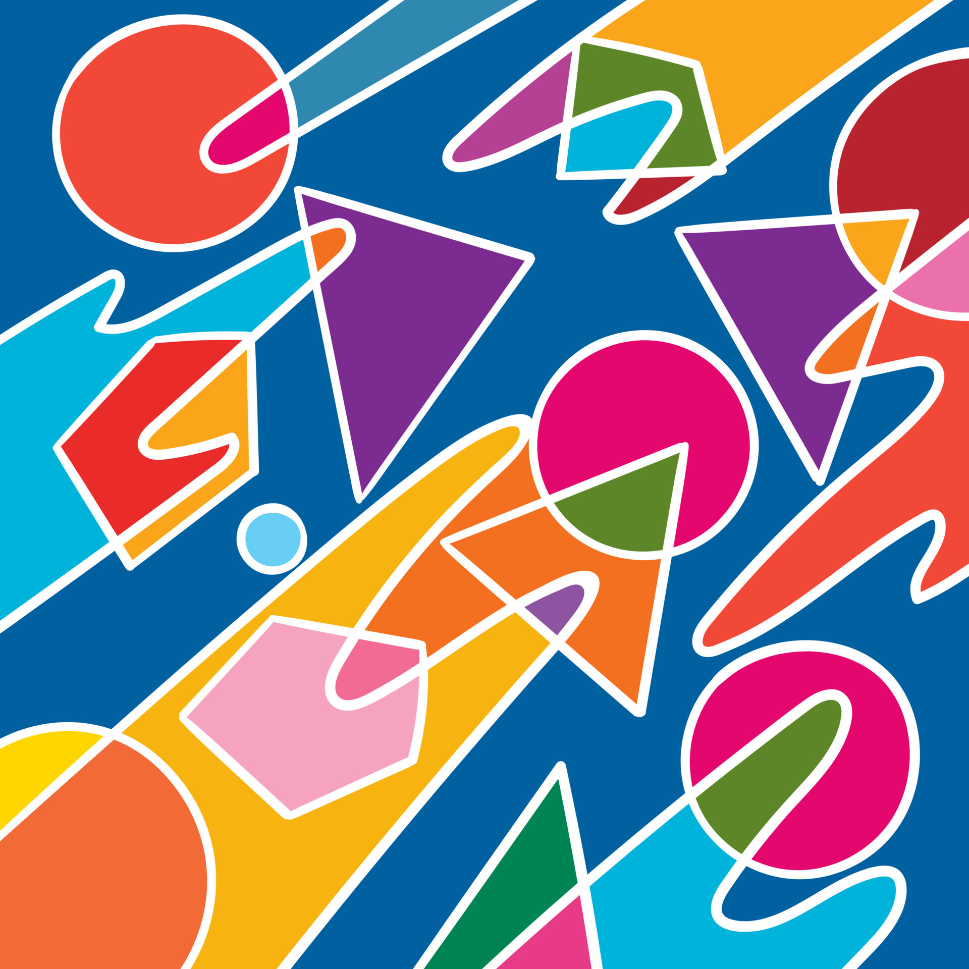 Hand drawn triangle and circles art, retro, doodles, abstract, simple