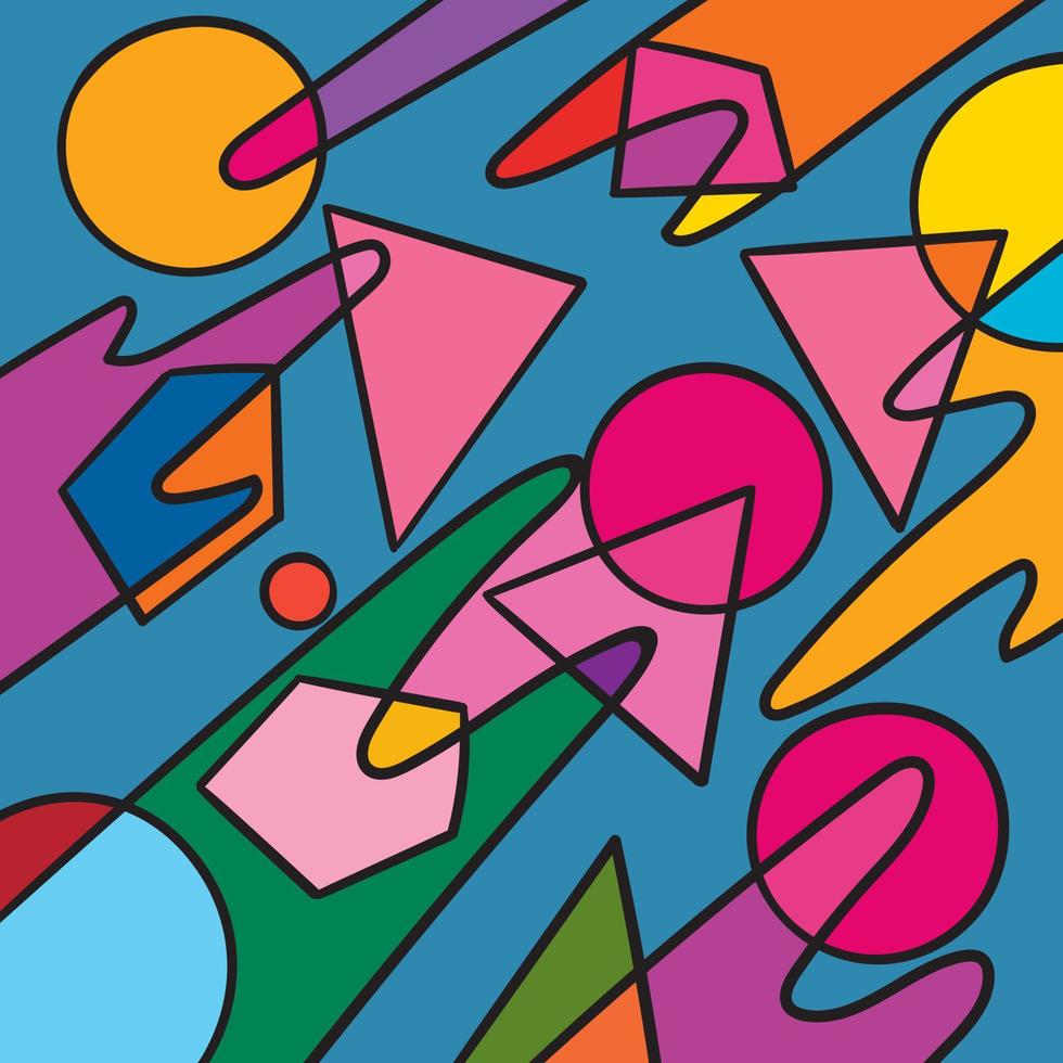 Hand drawn  triangle and circles art, retro, doodles, abstract, simple, print, art vector