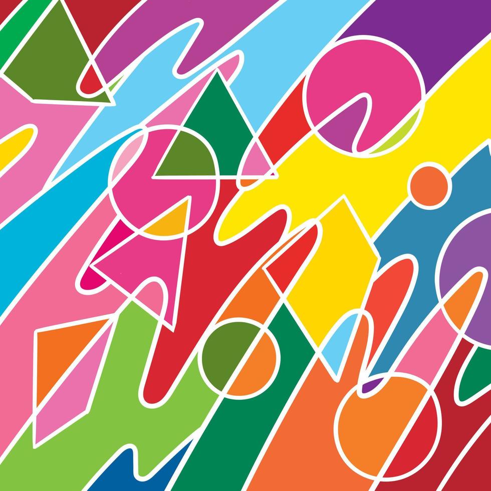 Hand drawn  triangle and circles art, retro, doodles, abstract, simple, print, art vector