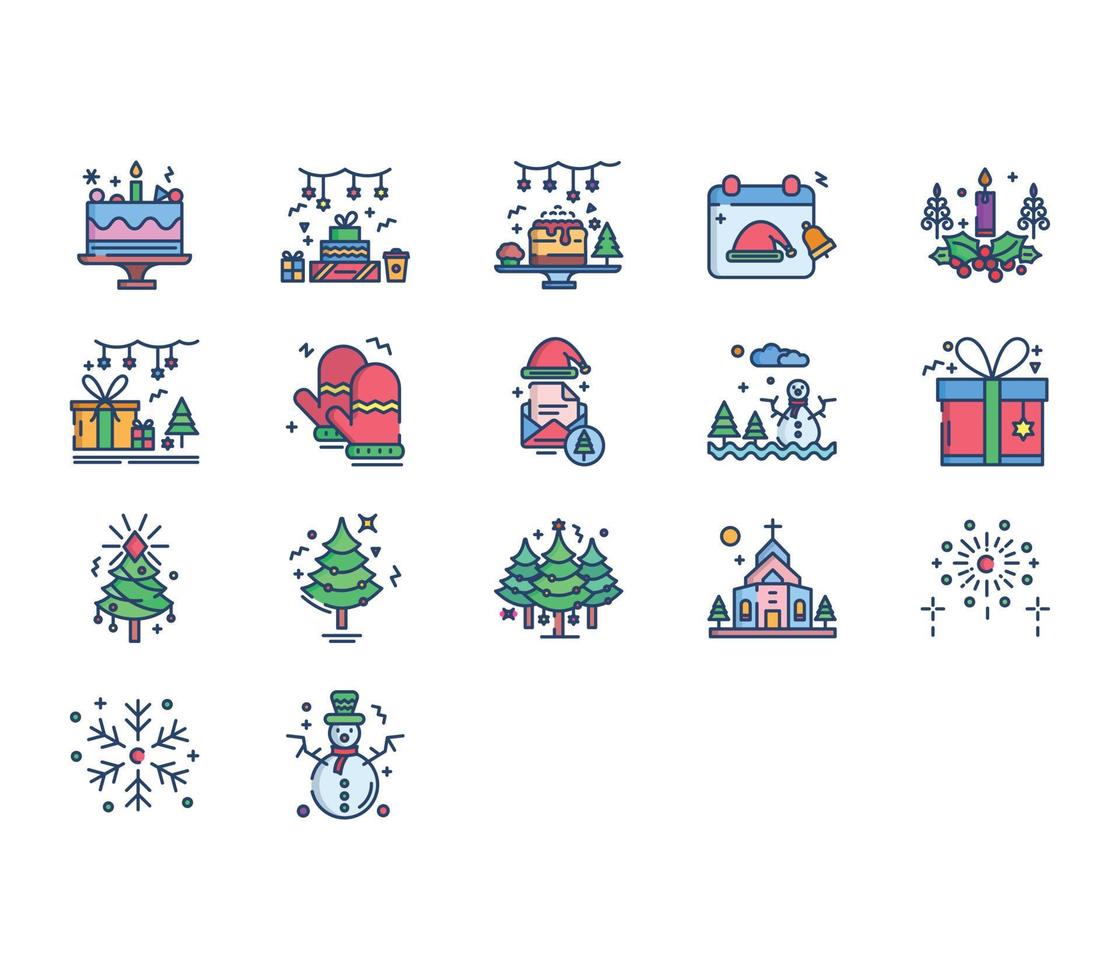 conjunto de iconos de símbolo de Navidad vector