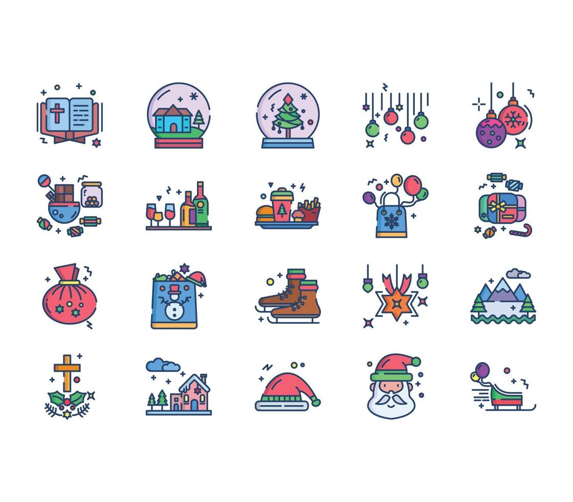 conjunto de iconos de símbolo de Navidad vector