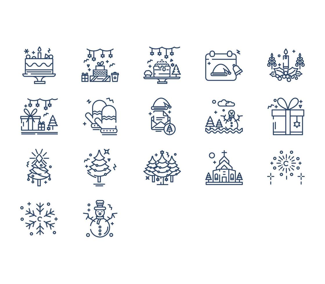 conjunto de iconos de símbolo de Navidad vector