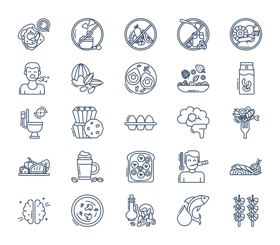 Keto diet and food icon set vector