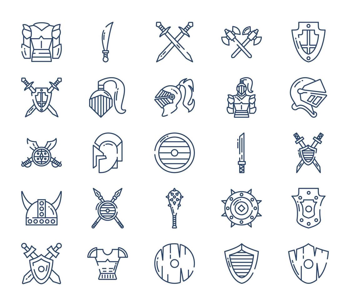 Medieval and ancient weapons icon set vector