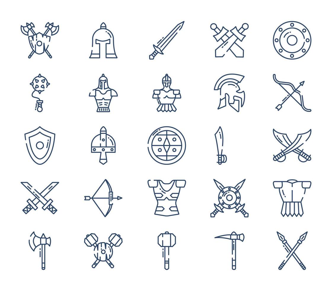 Medieval and ancient weapons icon set vector