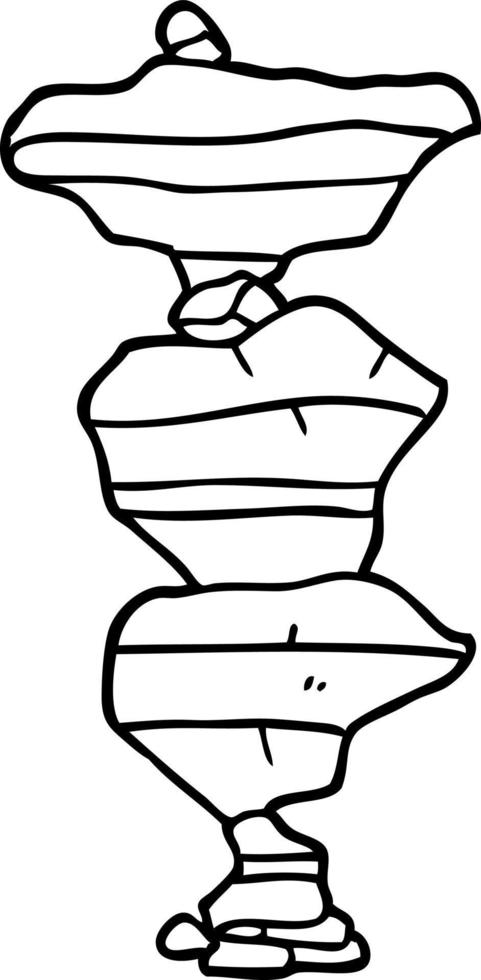 line drawing cartoon of stacked stones vector