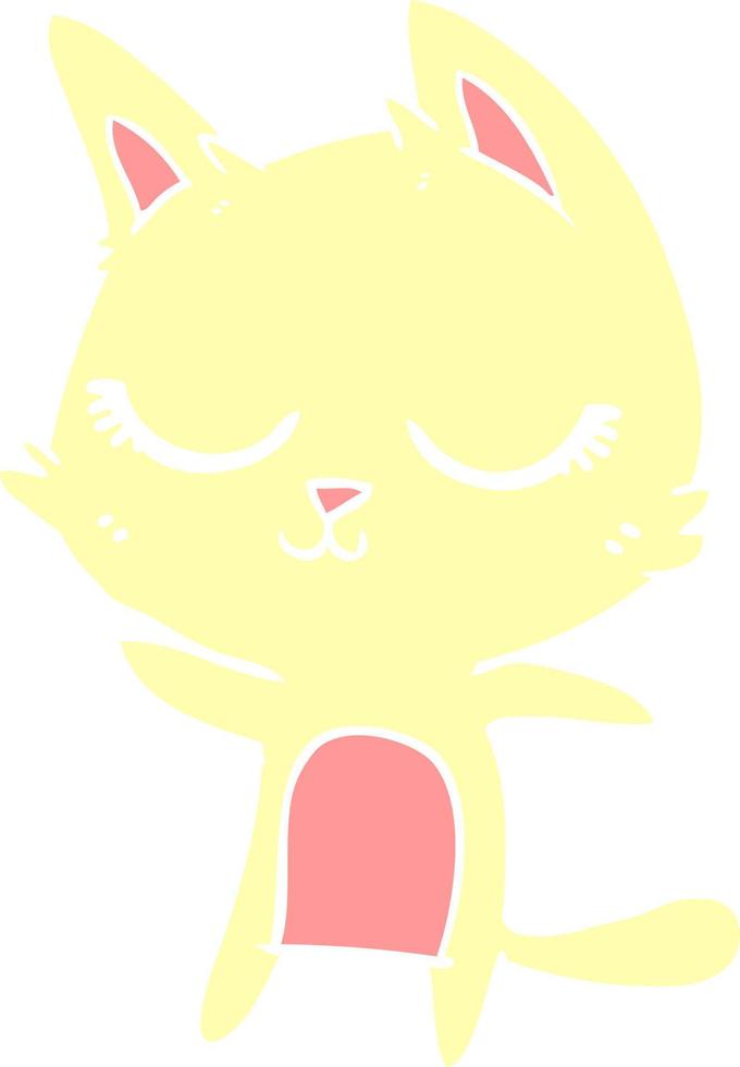 calm flat color style cartoon cat vector