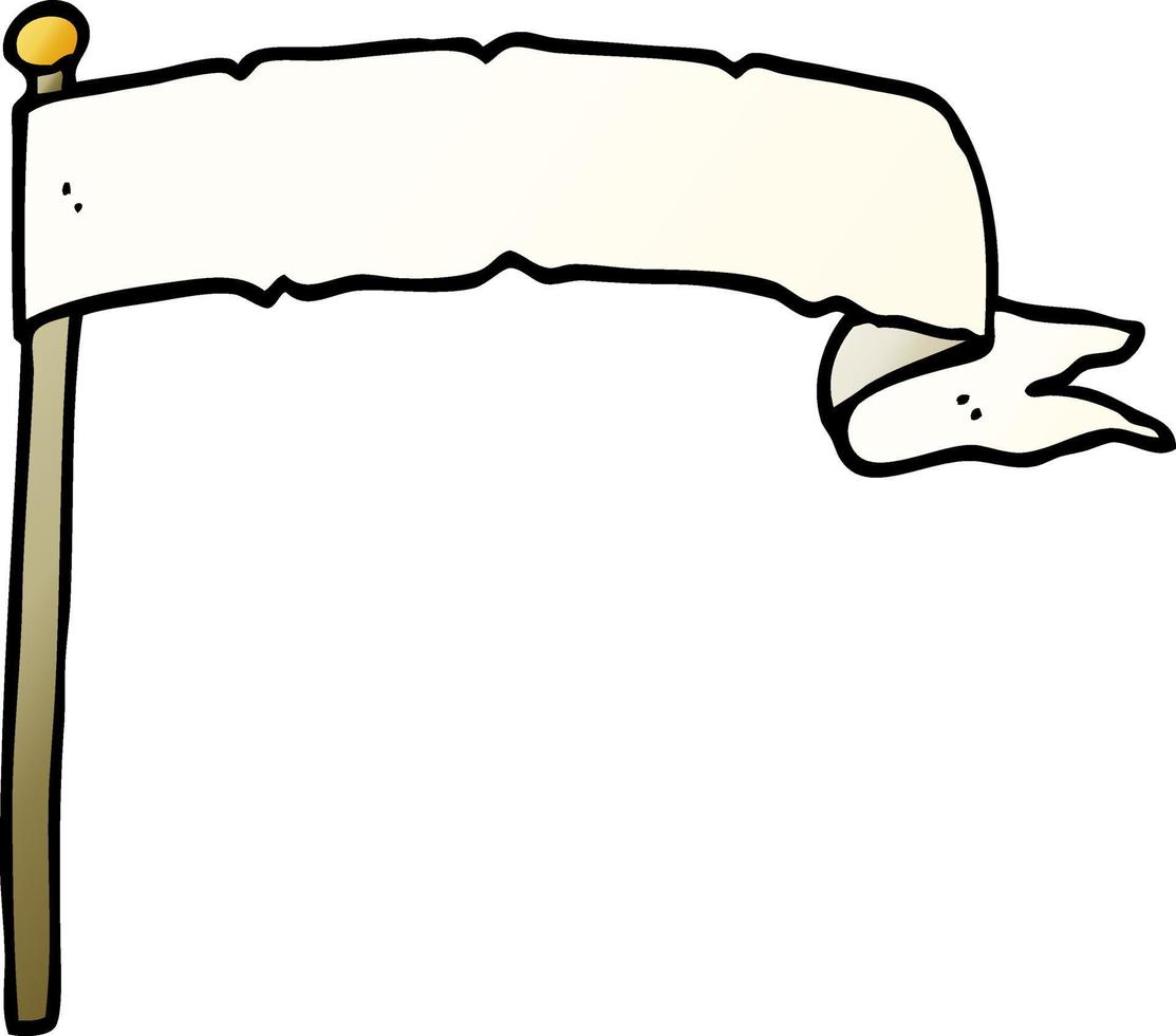 cartoon doodle waving white banner flag vector