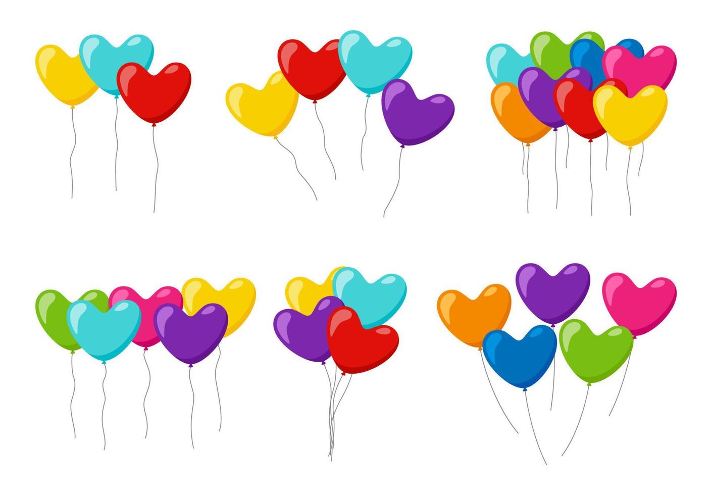 Set of colorful helium balloons vector