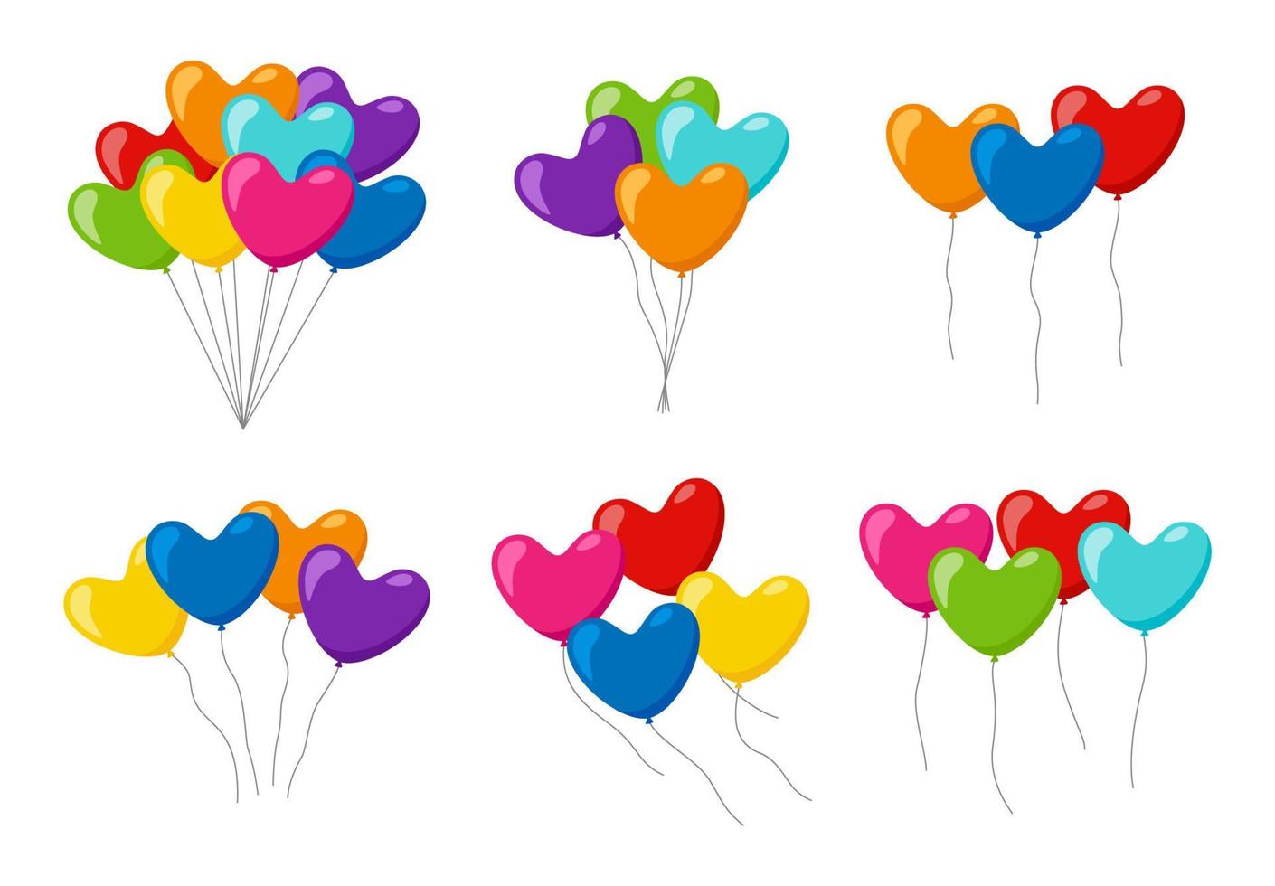 conjunto de globos de helio de colores vector