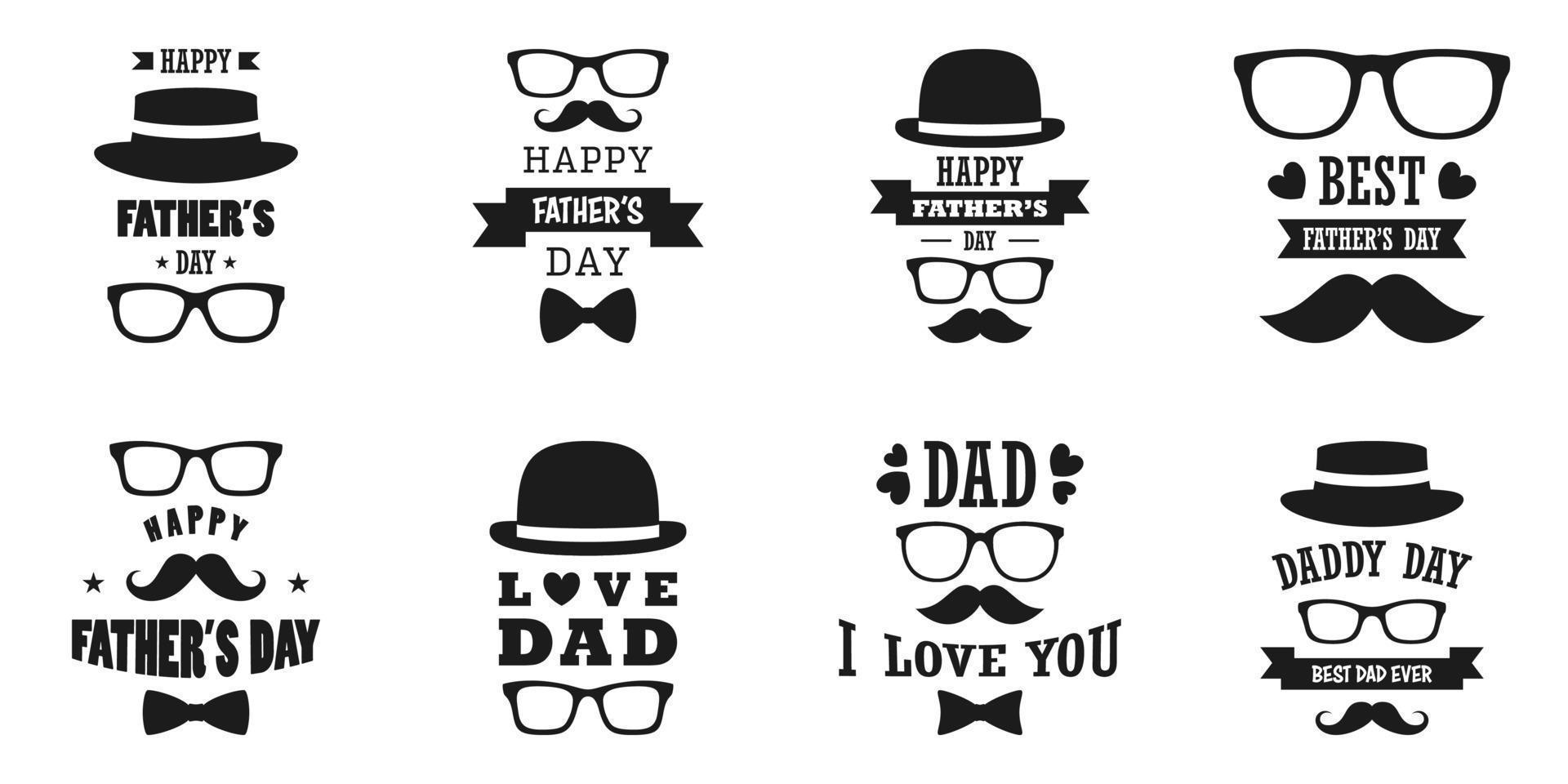 Set of Happy Father's Day design on white background vector