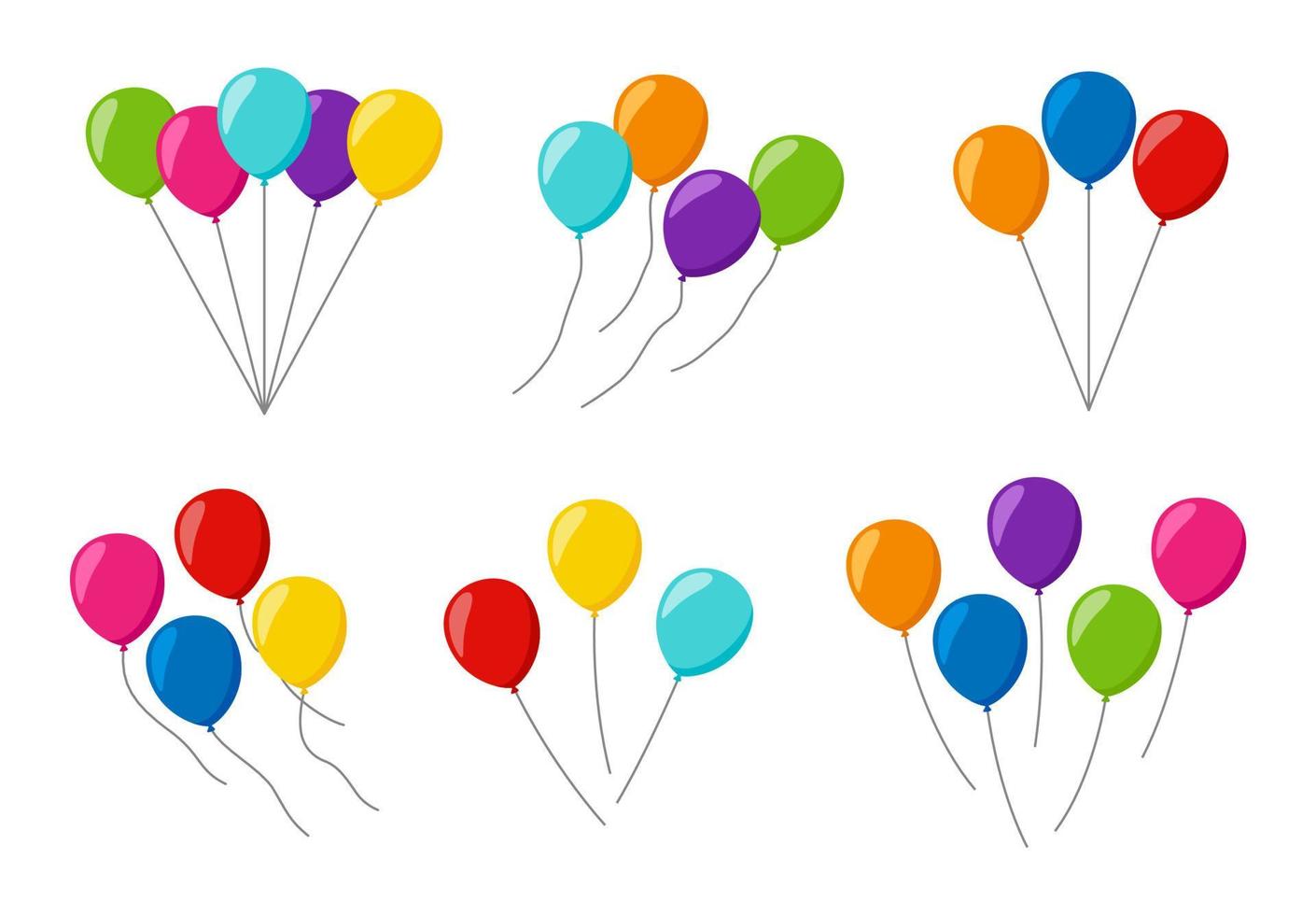 conjunto de globos de helio de colores vector
