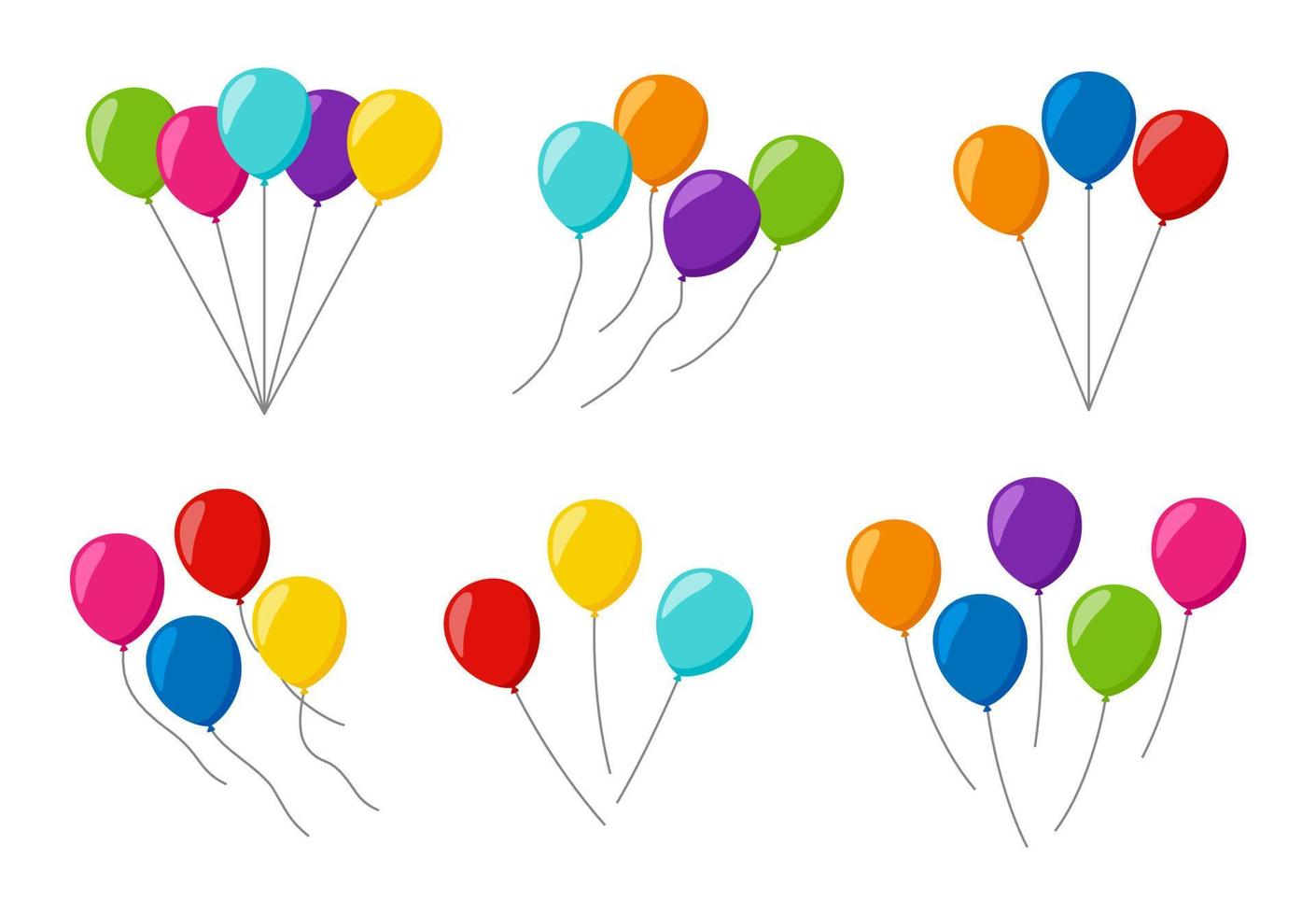 Set of colorful helium balloons vector