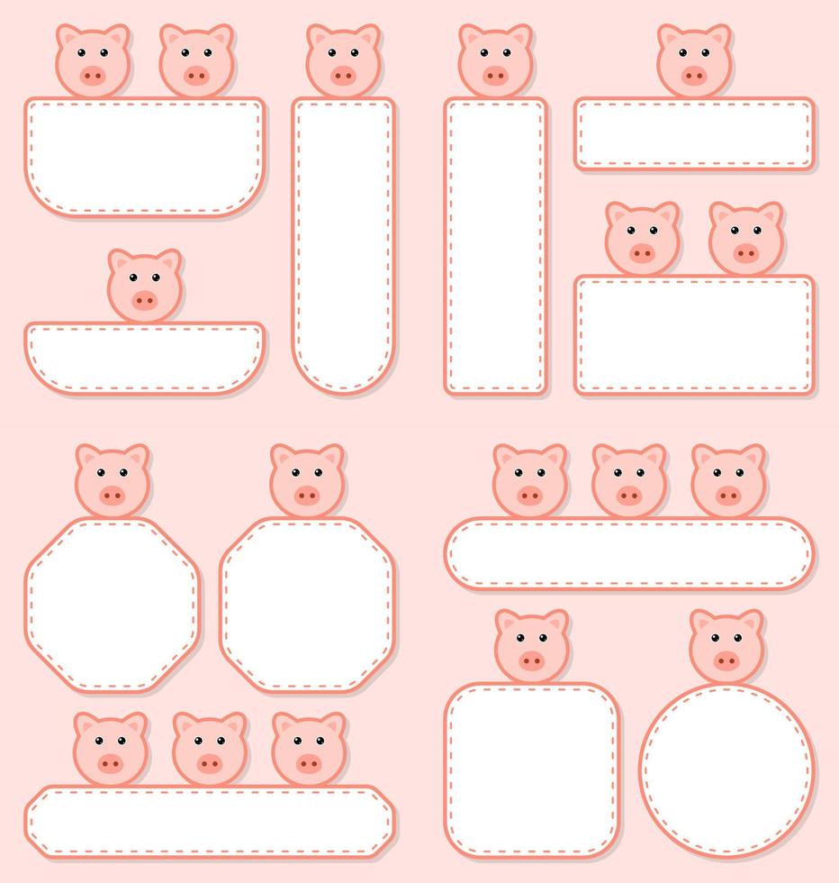 Set of cute banner with Pig vector