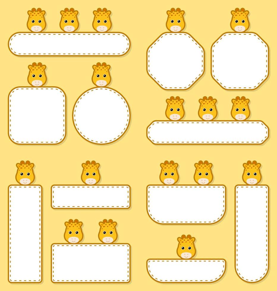 Set of cute banner with Giraffe vector