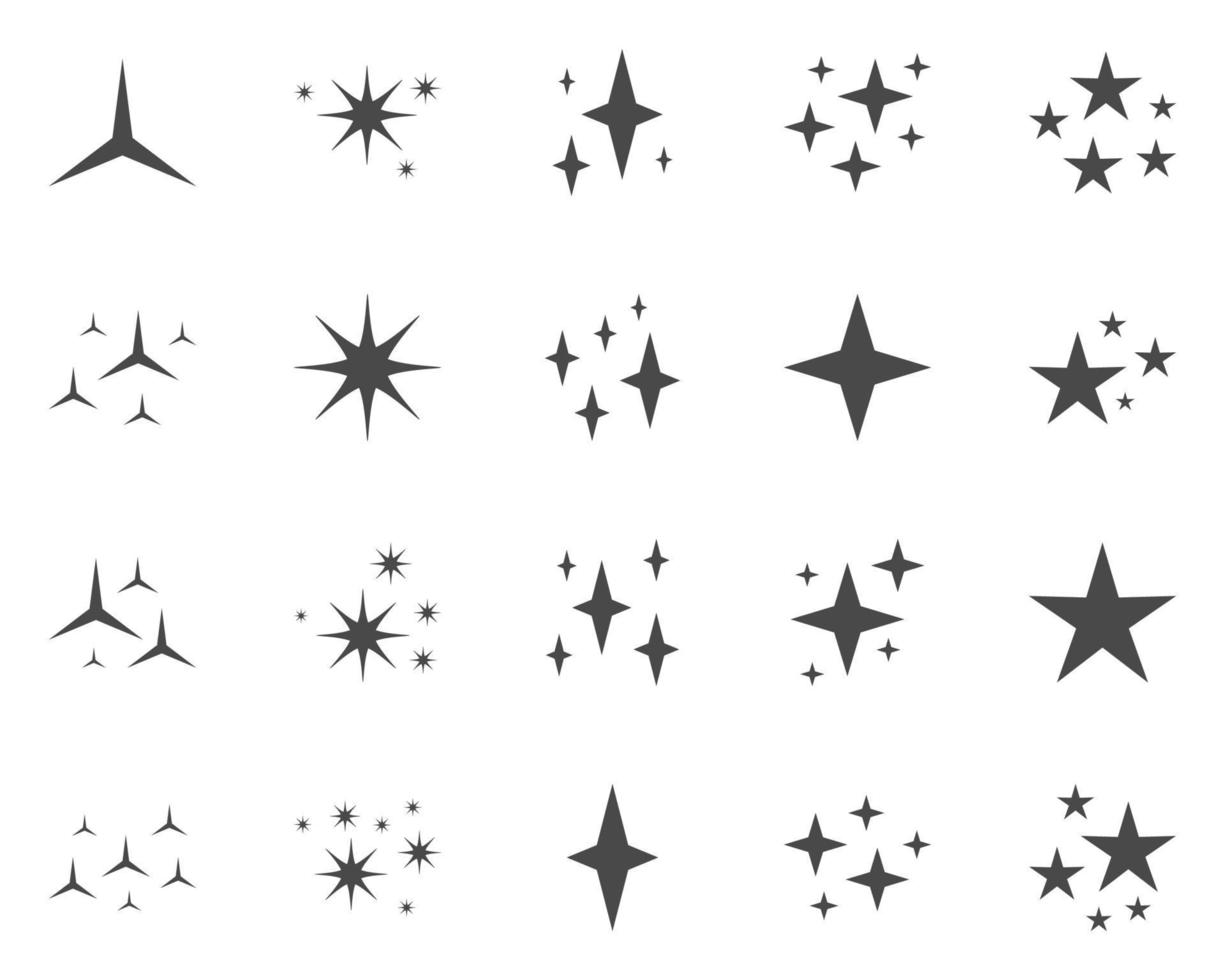 Set of stars sparkles, flat design vector