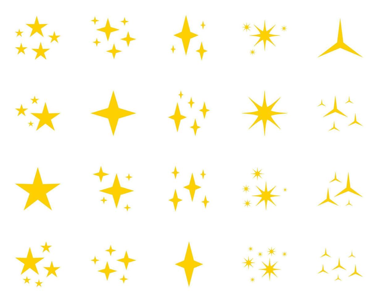 Set of stars sparkles, flat design vector