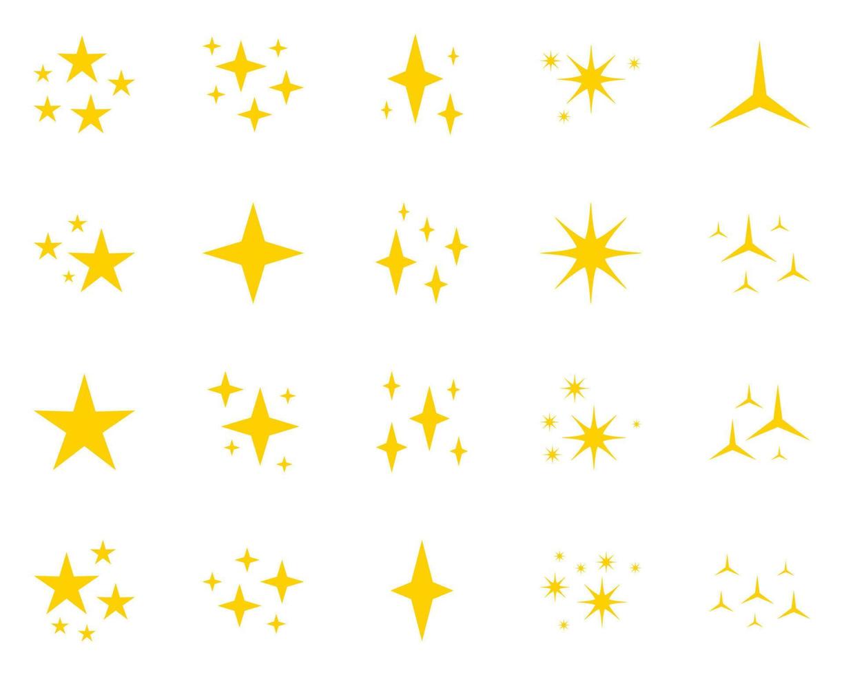 conjunto de estrellas brilla, diseño plano vector