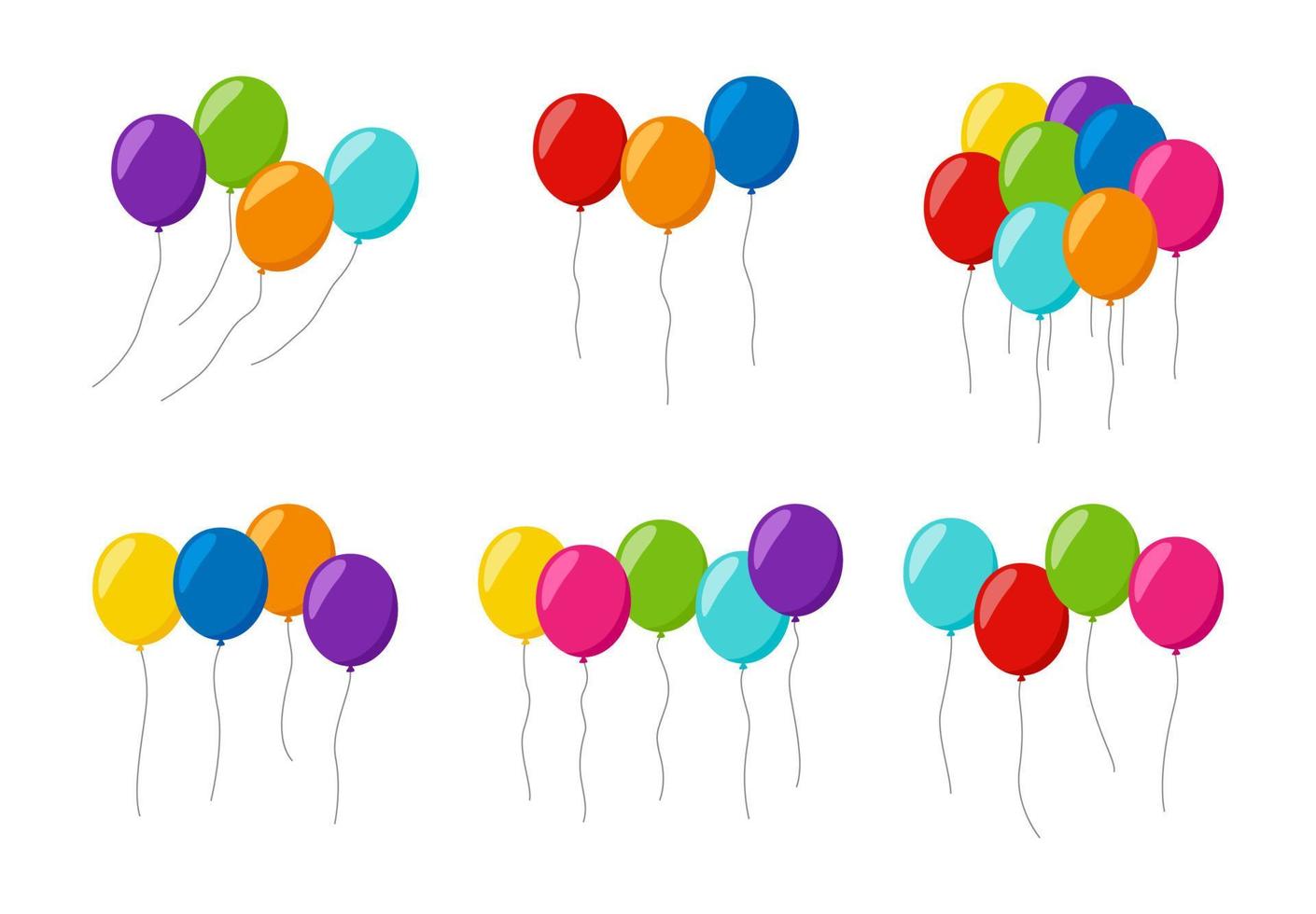 Set of colorful helium balloons vector