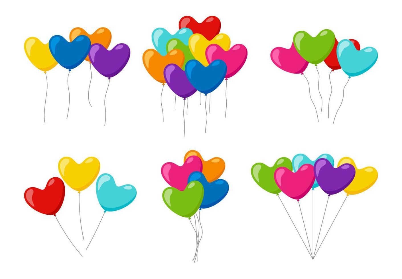 conjunto de globos de helio de colores vector