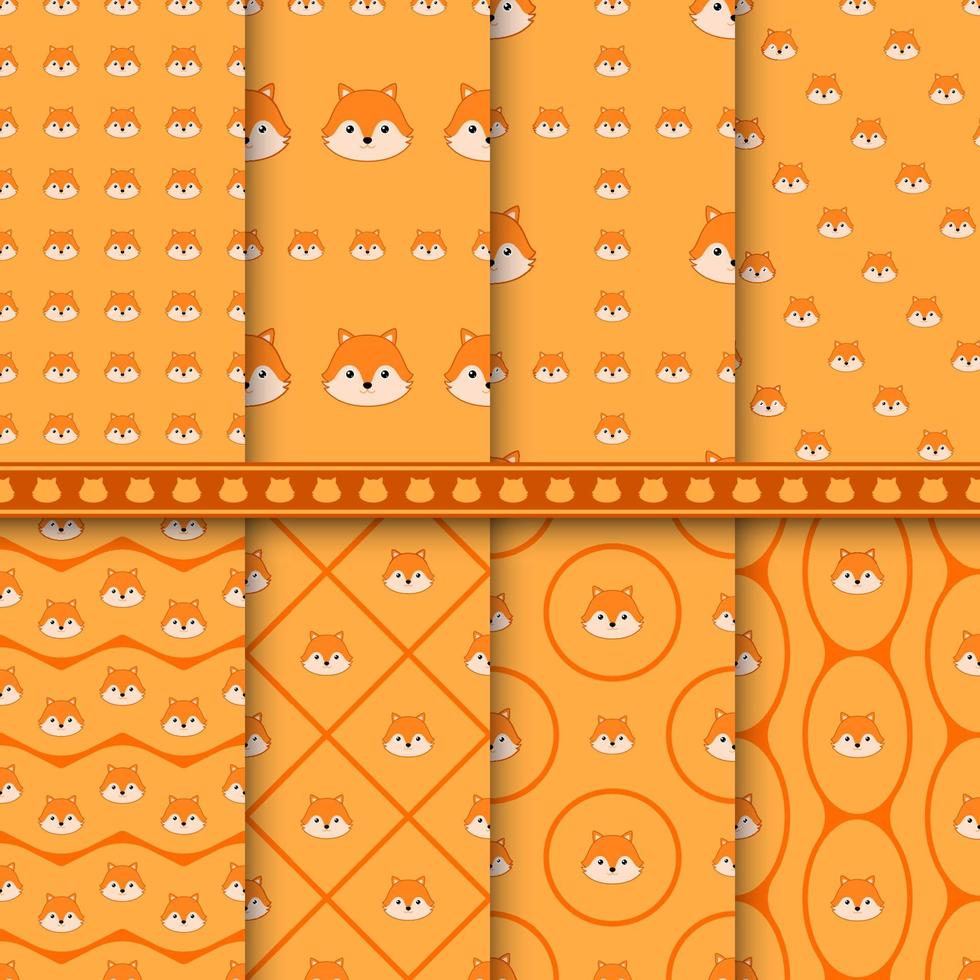 Set of Fox seamless pattern vector