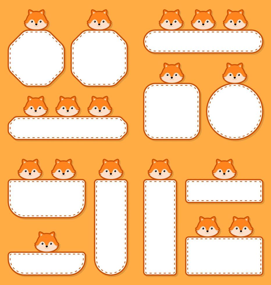 Set of cute banner with Fox vector