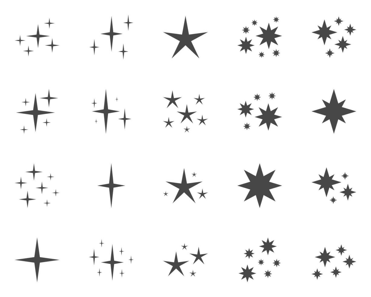 Set of stars sparkles, flat design vector